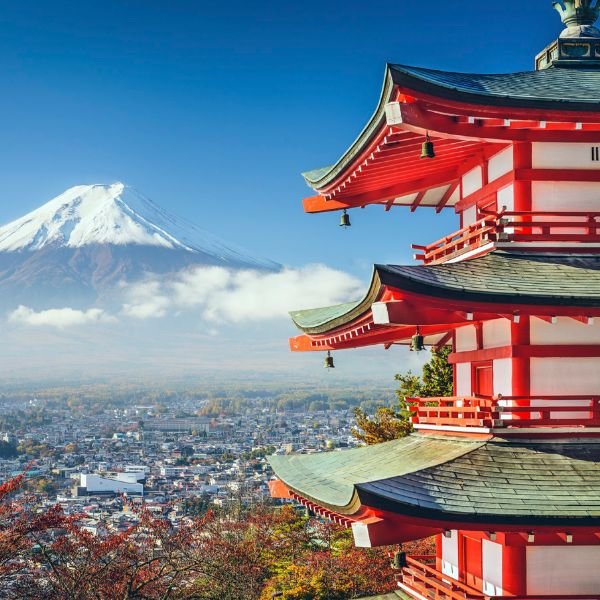Traditional and modern Japanese building side view – cultural sightseeing tour